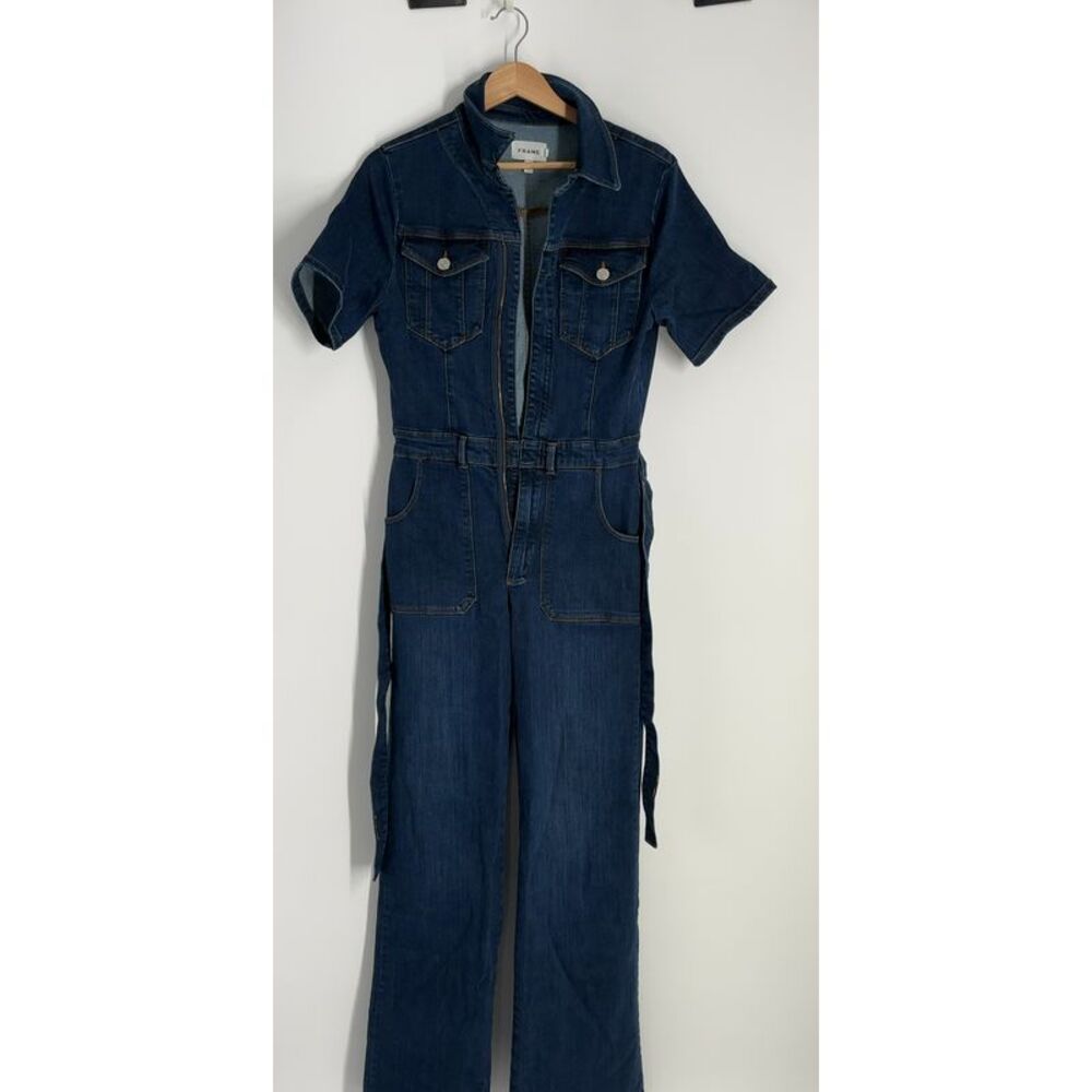 Frame Denim Short Sleeve Denim Jumpsuit
